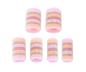 LIFKICH 6pcs Pink Plastic Hair Rollers Curling Hair Stick Set for Women for Soft Volume and Air Bangs Styling