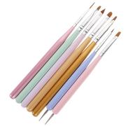 LIFKICH 7pcs Nail Art Brush Pens with Wooden Handles and Nylon Tips for Fine Nail Art Drawing, Easy Holding Pens Suitable for Professional and Home Use Manicure DIY Supplies