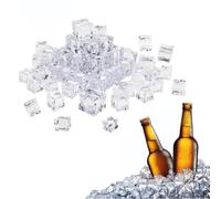 LIFKICH 80pcs Artificial Acrylic Ice Cubes 20mm Cube Shape Synthetic Resin Fake Ice Blocks for Table Scatters and Cake Shop Decoration with High Transparency