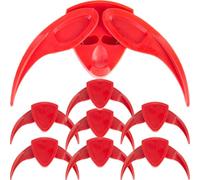 LIFKICH 8pcs Red Plastic Melon Seed Opener Set Lightweight Nut Cracker Tool to Protect Teeth Manual Sunflower Seed Peeling Gadget for Kitchen Use