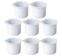 LIFKICH 8pcs Silicone Measuring Cup Kit 50ml Each with Scale for DIY Making Safe and Easy to Use White Silicone Cups for Resin Epoxy Crafts