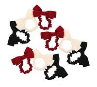 LIFKICH 9PCS French Vintage Satin Bow Scrunchies Set Double-Layer Ribbon Ponytail Holders for Thick Curly Hair Small Elastic Hair Bands in Black White and Burgundy Wedding and Daily