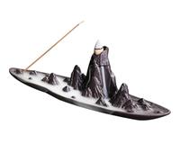 LIFKICH Backflow Incense Burner Ceramic Mountains Shape with Decorative Effects and Stress Relief Function for Sauna Room and Study, Artistic Zen Censer Holder for Meditation