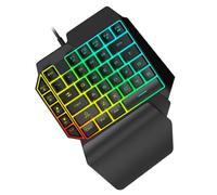 LIFKICH Black Single-hand Mechanical Gaming Keyboard 39 Keys and Rgb Backlit Function, Lightweight Plastic Design USB Cable for Home Entertainment and Playing Games
