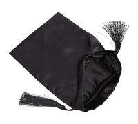 LIFKICH Black to Drawstring Flat with Bag Tassel Fabric Two Drawstrings, Secure Keeping and Easy Carry Pouch for Storage Cosmetics Travel and Daily