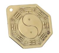 LIFKICH Brass Bagua Mirror Chinese Eight Diagrams Hanging Ornament for Indoor Wall and Tabletop Decor