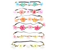 LIFKICH Bridal Flower Headband with Elastic Design and Silk Cloth Material 6pcs Flower Crown Beautiful Wreath Style Hair Accessories for Women Suitable for Beach and Halloween