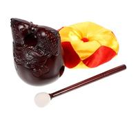 LIFKICH Buddhist Temple Block Synthetic Wood Meditation Block Spiritual Decor Prayer Bowl Accessory