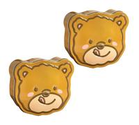 LIFKICH Candy Boxes Cookie Jars with Lids Tinplate Bear Shape 2pcs Easy to Carry and Not Easy to Fall, Brown Cartoon Bear Patterned Design for Party Decoration and Giving