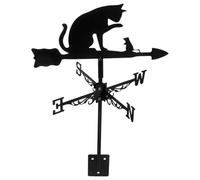 LIFKICH Cat Ground Vane Weathervane Stainless Steel Wind Direction Indicator Portable Design with Craftsmanship, Black Metal for Garden Suitable for Outdoor Garden Decoration