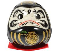 LIFKICH Ceramic Japanese Figurine Black Mini Darma Doll for Home and Office Decoration, Feng Shui Prosperity Ornament