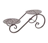 LIFKICH Dark Brown Iron Metal Flower Pot Stand Indoor Planter Display 33X13X12.5Cm Floor Style Stand for Balcony and Living Room Use