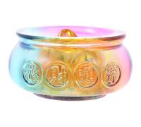 LIFKICH Delicate Crystal Ingot Treasure Basin Desktop Ornament for Office and Home Rainbow Colored Feng Shui Wealth Bowl Stable Base Tabletop Decor Bringing Luck and Prosperity