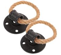 LIFKICH Door Handle Drawer Pull Ring 2Pcs Black Iron Rope Pull Knob Vintage Cabinet Handle Replace Old or Broken Handle for Wooden Doors