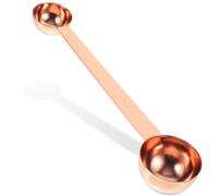 LIFKICH Double-Headed Stainless Steel Measuring Spoon for Spices and Sugar Portable Coffee Measuring Scoop with Scale for Home Use and Professional Ingredients Golden Finish