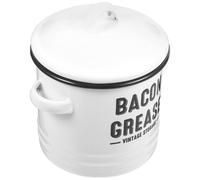 LIFKICH Enamel Jar Soup Pot 600ml White Enamel Container with Ergonomic Two Handles Keeps Content Dry and Fresh for Restaurant and Dinner Table