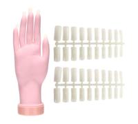 LIFKICH Flexible Silicone Manicure Training Hand Model for Nail Art Practice with Nail Tips Movable Right Hand Mold for Beginners