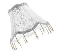 LIFKICH Floor Lamp Shade with Floral Fabric and Beaded Tassel Accents, 25Cm Diameter, Soft Cloth Material for Bedroom and Kitchen Lighting