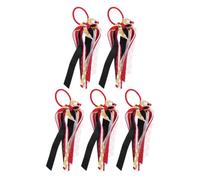 LIFKICH Hair Ties Softball Lightweight Cloth 5pcs Ribbon Ponytail Holders with Smooth Surface, Dynamic Ribbon Streamer Style for Women and Cheerleaders for Game Day and Casual Wear