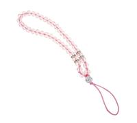 LIFKICH Handmade Beaded Phone Chain Lanyard Decorative Sparkling Crystal Strap for Mobile Phones Id Cards Cameras Detachable Lost Wrist and Bag Accessory for Women and Pink