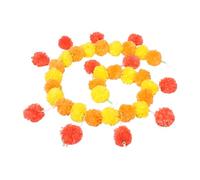 LIFKICH Handmade Marigold Garland Hanging Ornament with Plastic Flannel Material, Unique Design for Festive Occasions and Day of The Dead Decorations, DIY Marigold Flower Random Color