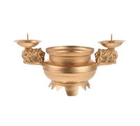 LIFKICH Large Iron Faux Copper Incense Burner and Dual-Use Tea Light Holder, Traditional Diwali Floating Urli Bowl for Pooja, Indian Festival Home Décor with Decorative Flower Bowl