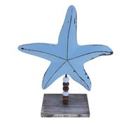 LIFKICH Mediterranean Coastal Beach Decor Wooden Figurine with Base Nautical Summer Table Centerpiece for Farmhouse Office and Home Under the Sea Accent for Coastal Party and Shelf Display