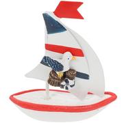 LIFKICH Mediterranean Style Sailboat Decor Model Retro Desktop Boat Ornament with Seagull Elegant Nautical Sailing Ship Decoration for Home Office Study