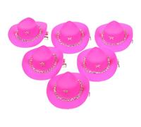 LIFKICH Mini Cowboy Hat Hair Clips 6Pcs with Rhinestone Chain, Western Decorative Barrettes for Festival and Cowgirl Party Hair Accessories