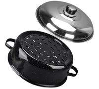 LIFKICH Multi-Function Sweet Potato Roasting Pan with Smoke Vent 24Cm Stainless Steel Lid Household Cooking Pot for Roasting Corn, Chicken Wings, Chestnuts, Kitchen Accessories