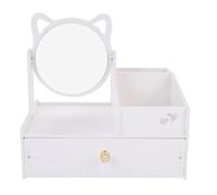 LIFKICH Multi-functional Desktop Storage Box with Dustproof Drawer round Mirror, Cosmetics Organizer for Makeup, Skincare, Jewelry Storage, Suitable for Dressing Table Use