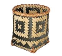LIFKICH Natural Bamboo Wicker Waste Paper Bin with Smooth round Edges, Decorative Floral Bin and Magazines Holder for Bedroom Supplies, Housewarming Gift with Woven Flower Basket