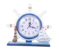 LIFKICH Nautical Decorative Clock Beach Boat Wall Art Silent Table Clock Lighthouse Ship Wheel Coastal Home Decor