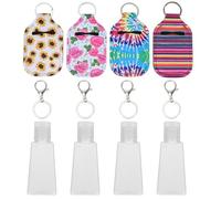 LIFKICH Neoprene Bottle Holder and Keychain Set with Lobster Clasps for 30ml Trapezoidal Shampoo and Hand Washing Bottles to Carry Mini Toiletry and Attach to Backpack Random Color
