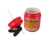 LIFKICH Novelty Fire Extinguisher Ceramic Coffee Mug 400ml Red with Straw and Lid, Easy to Clean and Stain Resistant, for Home and Office Firefighter Appreciation Gift