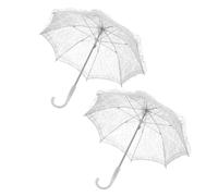LIFKICH Parasol Accessories Lightweight 2pcs Dual-use Lace White Umbrellas Props for Elegant with Lace Steel Plastic Wedding Photography Outdoor Ceremony Bridal