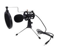 LIFKICH Podcast Microphone Condenser Microphone Set for Desktop PC Black Aluminum Alloy with Noise Reduction Technology and Smooth Audio for Recording and Video Chat