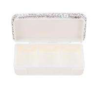 LIFKICH Portable Bling Pill Case Small Plastic Medicine Organizer with Rhinestone Decoration Moisture-Sealed Compact Pill Box for Travel Outdoor Camping Purse Pocket Use