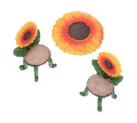 LIFKICH Resin Sunflower Miniature Table and Chairs Set for Desktop Mini Landscape with Stylish Decor Adaptability and Modular Layout Flexibility, for DIY Craft and Fish Tank Decoration
