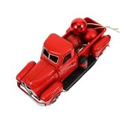 LIFKICH Retro Red Pickup Truck Model Classic Metal Car Decoration for Christmas Stylish Vintage Ornament for Living Room Tabletop and Shelf Decor