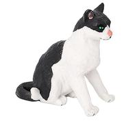 LIFKICH Simulation Cat Model Plastic Toy Realistic Black and White Kitten Figurine Educational Desktop Decorative Item for Children and Home Display