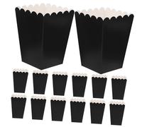 LIFKICH Snack Treat Boxes Popcorn Buckets Black Cardboard 50Pcs 4.21X2.16In Greaseproof Paper for Weddings Movie Nights Birthdays Festivals