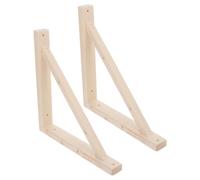 LIFKICH Unfinished Wood Shelf Brackets with Natural Wood Texture 2pcs Triangle Wooden Support Brackets and Seamless Mortise and Tenon Connection, Stable and Highly Resistant