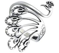 LIFKICH Vintage Peacock Statement Ring for Women Silver Copper Adjustable Band with Knitting Charm for Crocheting