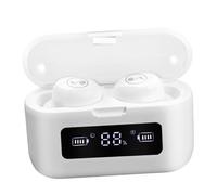 LIFKICH Wireless Earbud with Noise Reduction Headphone for Home Office Outdoor Ergonomic Fit with Intelligent Battery Display White Musical Note Pattern