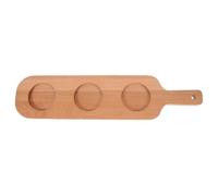 LIFKICH Wooden 3-Hole Drink Flight Board Handle 42x10cm, Shot Glass Holder Tray for Bar, Hotel, KTV, Beer and Wine Serving Paddle