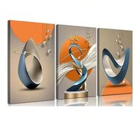 LIFKNVN 3 Pcs Modern Abstract Canvas Wall Art Golden Deer Luxury Foil Lines Paintings for Living Room Bedroom Office Home Decoration(40x60cmx3/Inner frame)