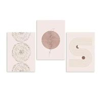 LIFKNVN 3pcs Bohemian Wall Art Light Colour Line Poster Trees Flowers Year Round Minimalist Canvas Painting Home Bedroom Decorative 75x110cmx3 No frame