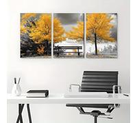 LIFKNVN 3pcs/set Yellow Tree And Black And White Background Canvas Poster, Modern Wall Art Painting Pictures for Bedroom Living Room(20x30cmx3/Inner frame)