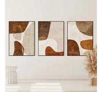 LIFKNVN Abstract Beige Tan Wall Art Prints Set of 3 Textured Posters Tan Minimalist Canvas Paintings Living Room Home Decoration(40x65cmx3/Without frame)
